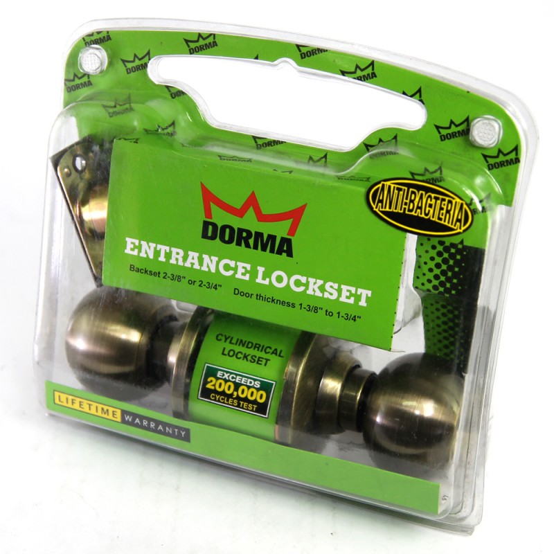 Dorma Entrance Cylindrical Knob Lockset DA3 Berlin Finishes US5 Standard Satin Brass